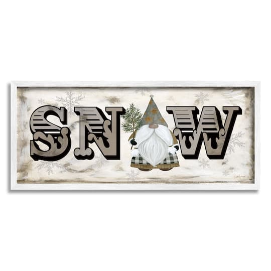 Stupell Industries Winter Snow Holiday Gnome Framed Giclee Art